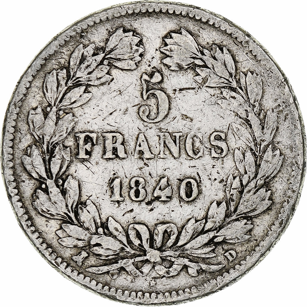 Francia, 5 Francs, Louis-Philippe, 1840, Lyon, Argento, B+, KM:749.4