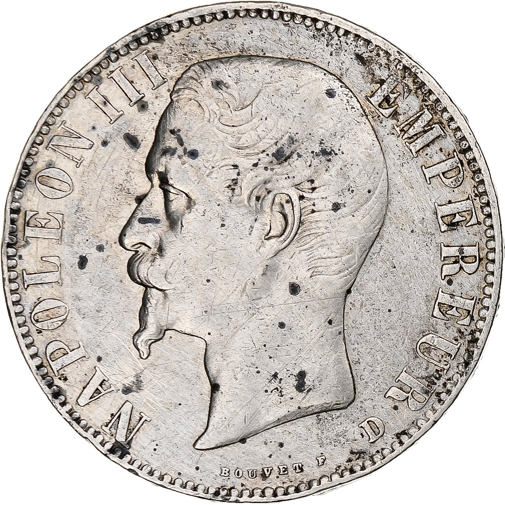 Francia, Napoleon III, 5 Francs, 1856, Lyon, Argento, MB+, Gadoury:734, KM:782.3