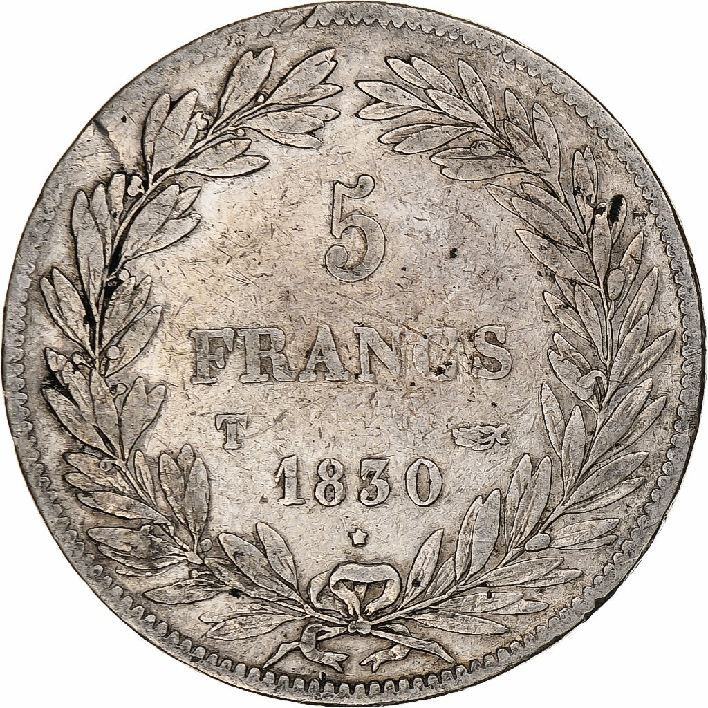 Francia, 5 Francs, Louis-Philippe, 1830, Nantes, Argento, MB, Gadoury:676