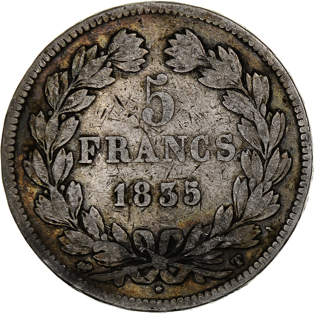 Francia, 5 Francs, Louis-Philippe, 1835, Nantes, Argento, MB, Gadoury:678