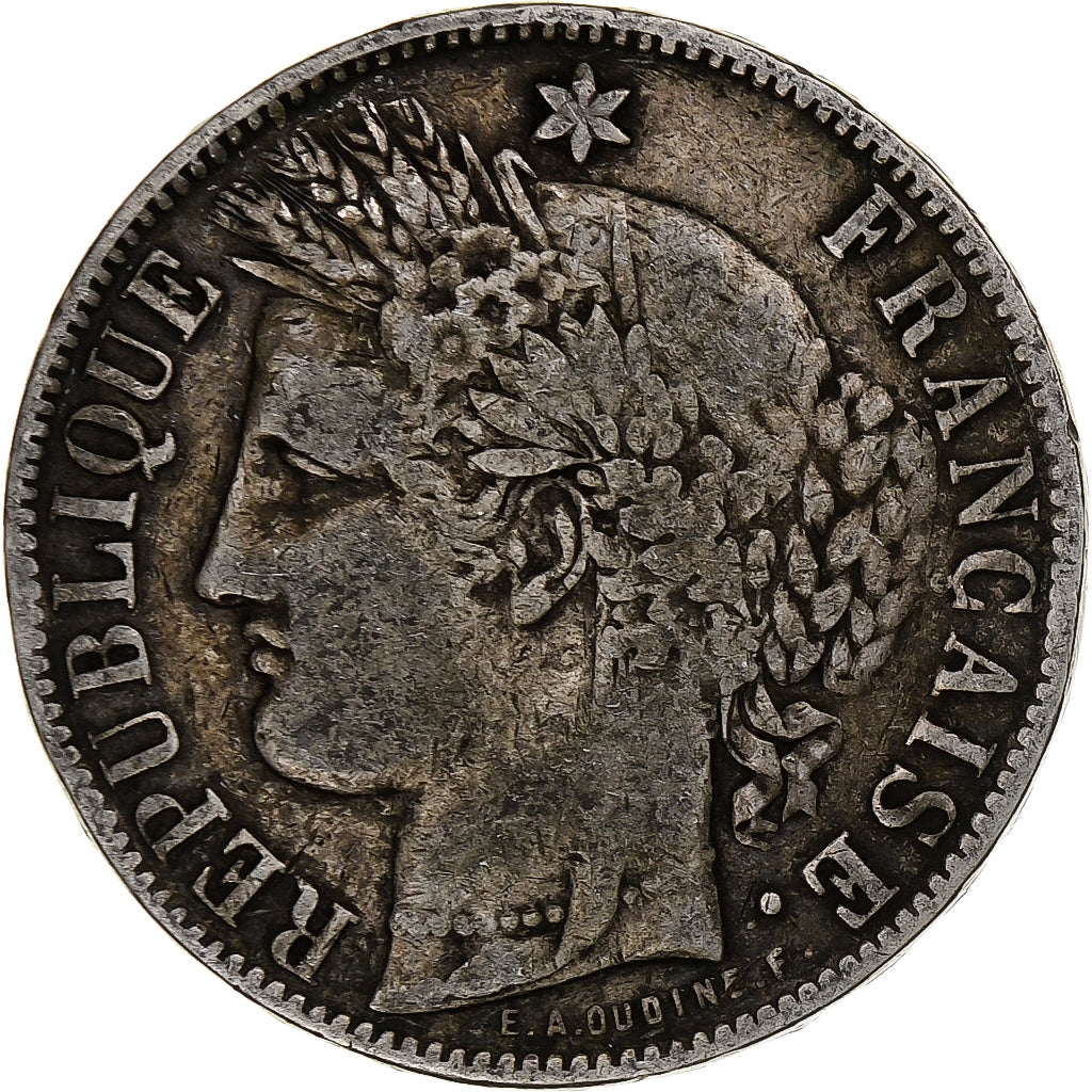 France, 5 Francs, Cérès, 1870, Bordeaux, Silver, VF(20-25), Gadoury:742