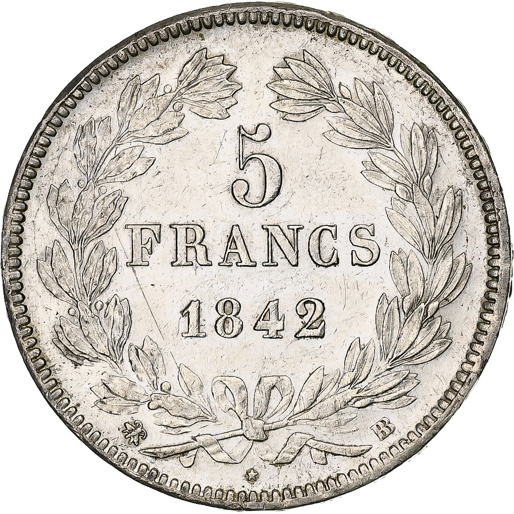 Francia, 5 Francs, Louis-Philippe, 1842, Strasbourg, Argento, BB+, Gadoury:678