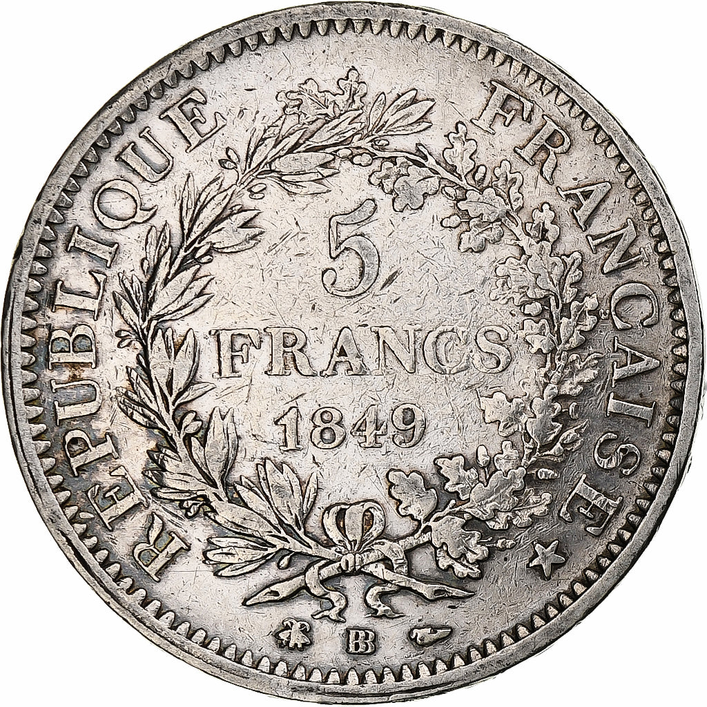 France, 5 Francs, Hercule, 1849, Strasbourg, Argent, TB, Gadoury:683, KM:756.2