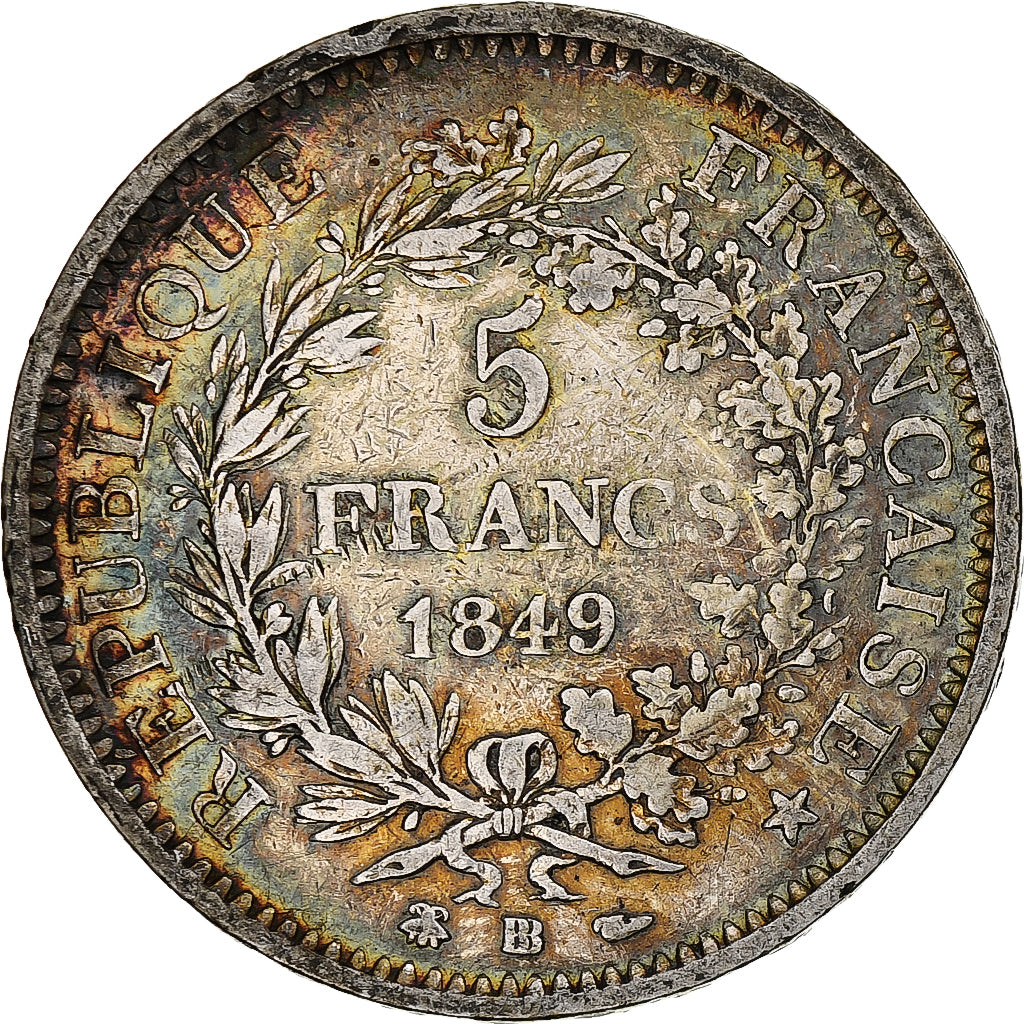 France, 5 Francs, Hercule, 1849, Strasbourg, Argent, TB, Gadoury:683, KM:756.2