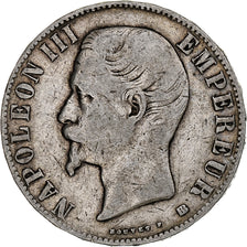 Francia, Napoleon III, 5 Francs, 1856, Strasbourg, Plata, BC+, Gadoury:734