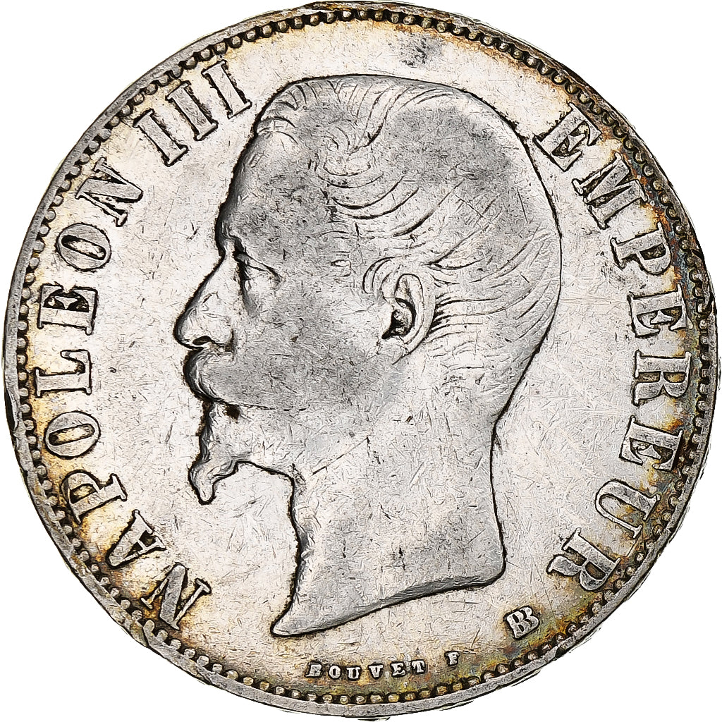 Francia, Napoleon III, 5 Francs, 1856, Strasbourg, Argento, MB+, Gadoury:734