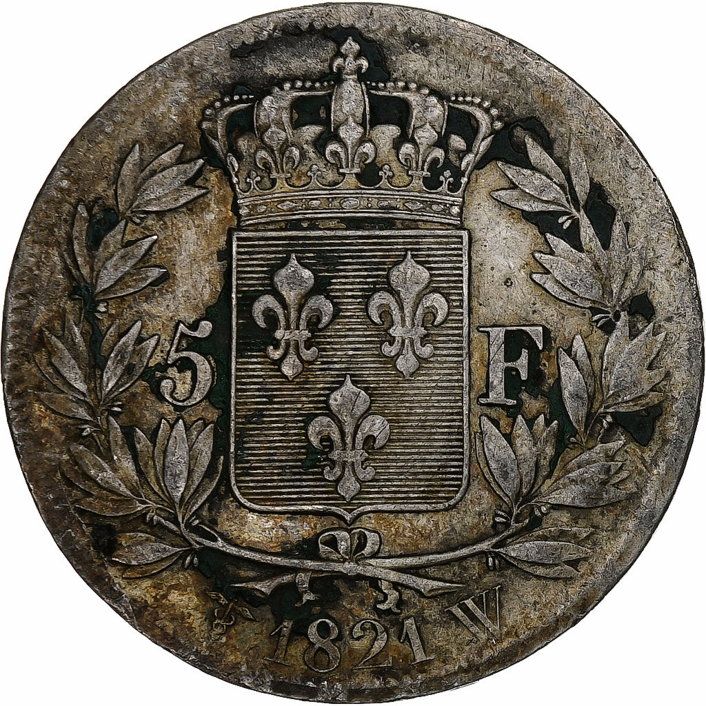 France, Louis XVIII, 5 Francs, 1821, Lille, Argent, TB+, Gadoury:577