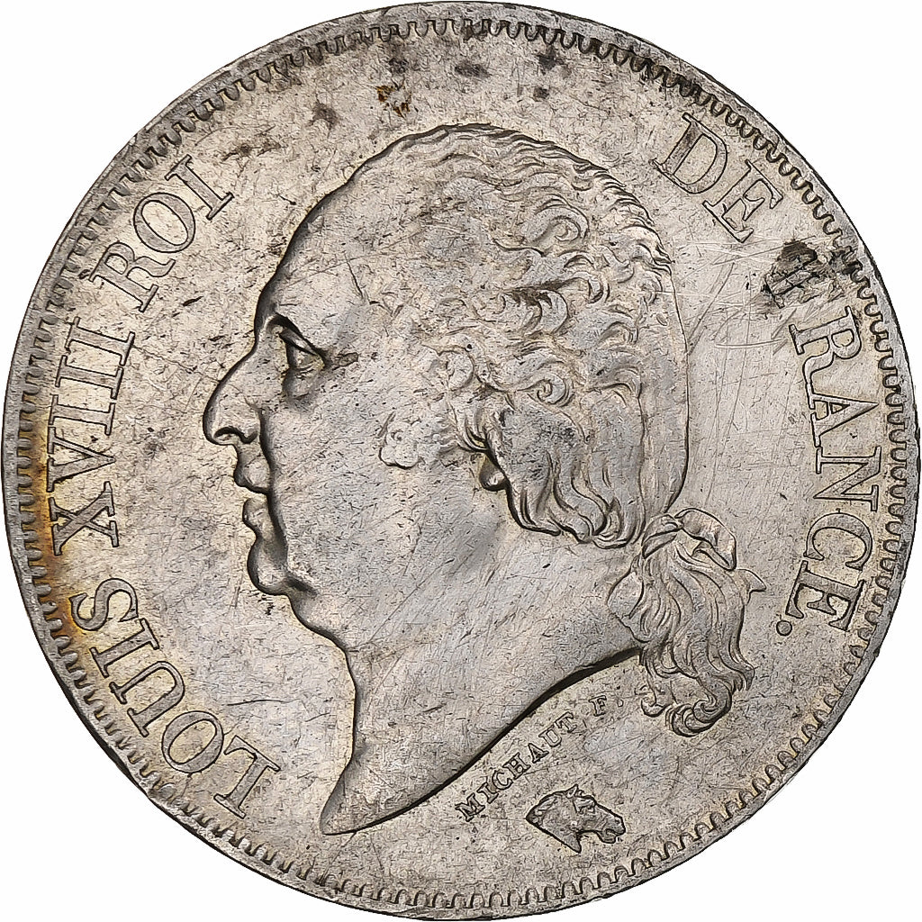 Francia, Louis XVIII, 5 Francs, 1822, Lille, Argento, BB, Gadoury:614, KM:711.13
