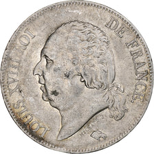 Francja, 5 Francs, Louis XVIII, 1824, Lille, Srebro, VF(30-35), Gadoury:614