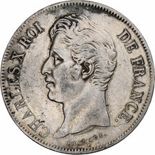França, 5 Francs, Charles X, 1827, Lille, Prata, EF(40-45), Gadoury:644