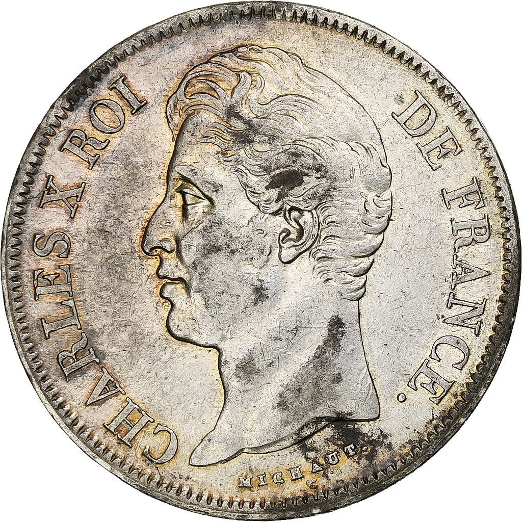 Francia, 5 Francs, Charles X, 1827, Lille, Argento, BB, Gadoury:644, KM:728.13