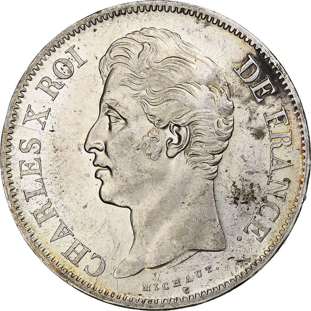 France, 5 Francs, Charles X, 1828, Lille, Silver, AU(50-53), Gadoury:644