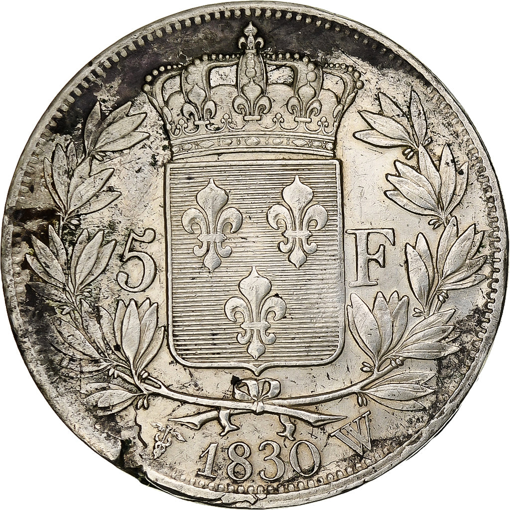 France, 5 Francs, Charles X, 1830, Lille, Silver, VF(30-35), Gadoury:644