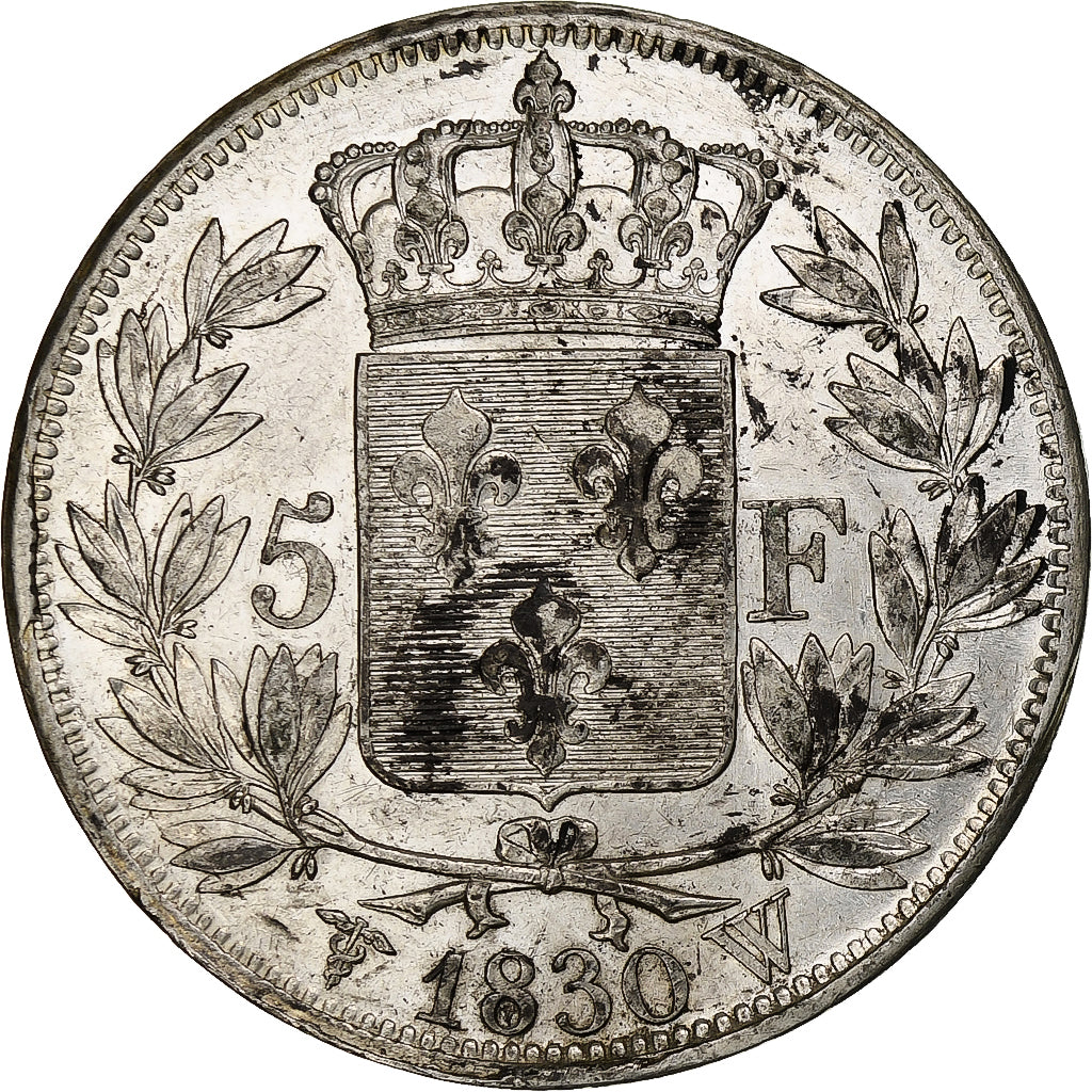 Francia, 5 Francs, Charles X, 1830, Lille, Argento, BB, Gadoury:644, KM:728.13