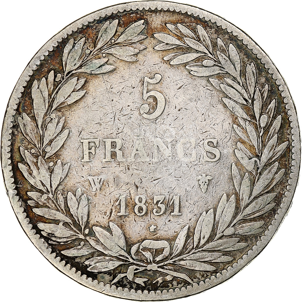 Frankrijk, 5 Francs, Louis-Philippe, 1831, Lille, Zilver, ZG+, Gadoury:676a
