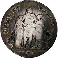 Francja, 5 Francs, Union et Force, AN 4, Paris, Srebro, F(12-15), Gadoury:563