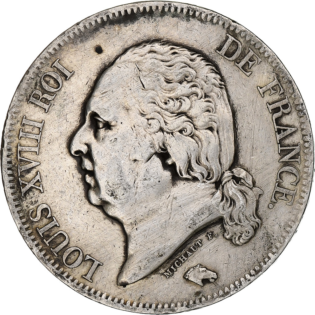 Frankreich, Louis XVIII, 5 Francs, 1816, Paris, Silber, S+, Gadoury:614
