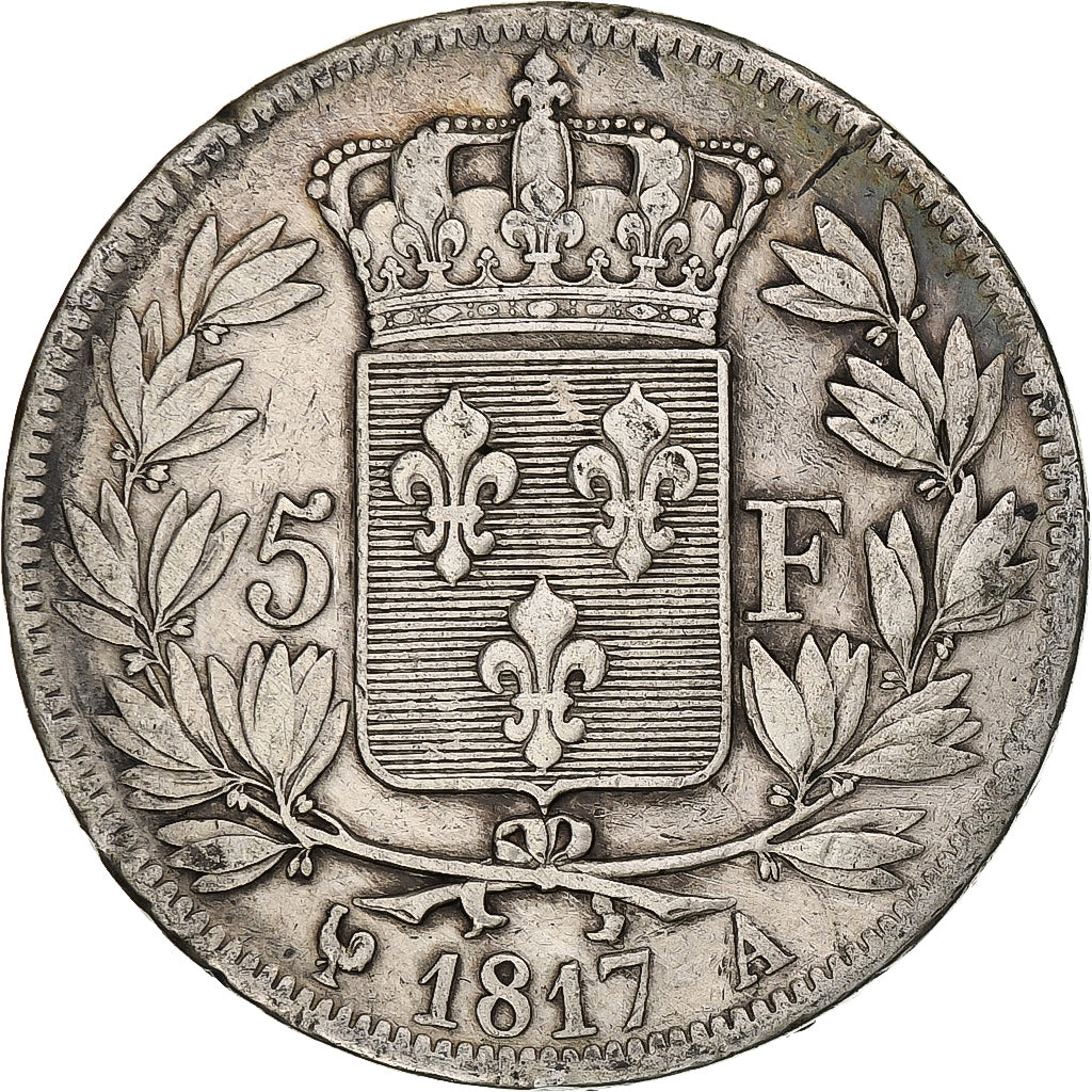 France, Louis XVIII, 5 Francs, 1817, Paris, Argent, TB+, Gadoury:614, KM:711.1