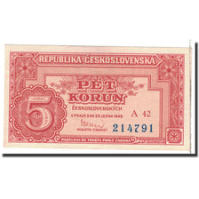 Biljet, Tsjecho-Slowakije, 5 Korun, 1949, 1949-01-25, KM:68a, NIEUW