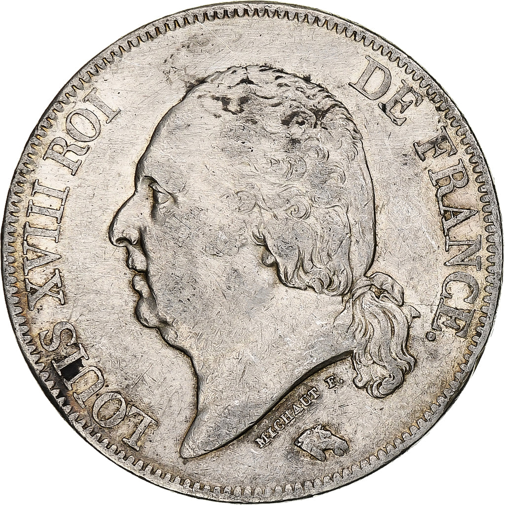 Francia, 5 Francs, Louis XVIII, 1822, Paris, Argento, MB+, Gadoury:614, KM:711.1