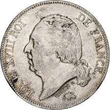 França, 5 Francs, Louis XVIII, 1822, Paris, Prata, VF(30-35), Gadoury:614