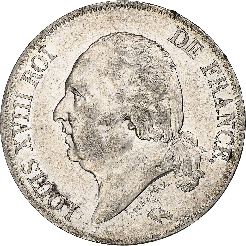 Francia, 5 Francs, Louis XVIII, 1822, Paris, Argento, BB, Gadoury:614, KM:711.1