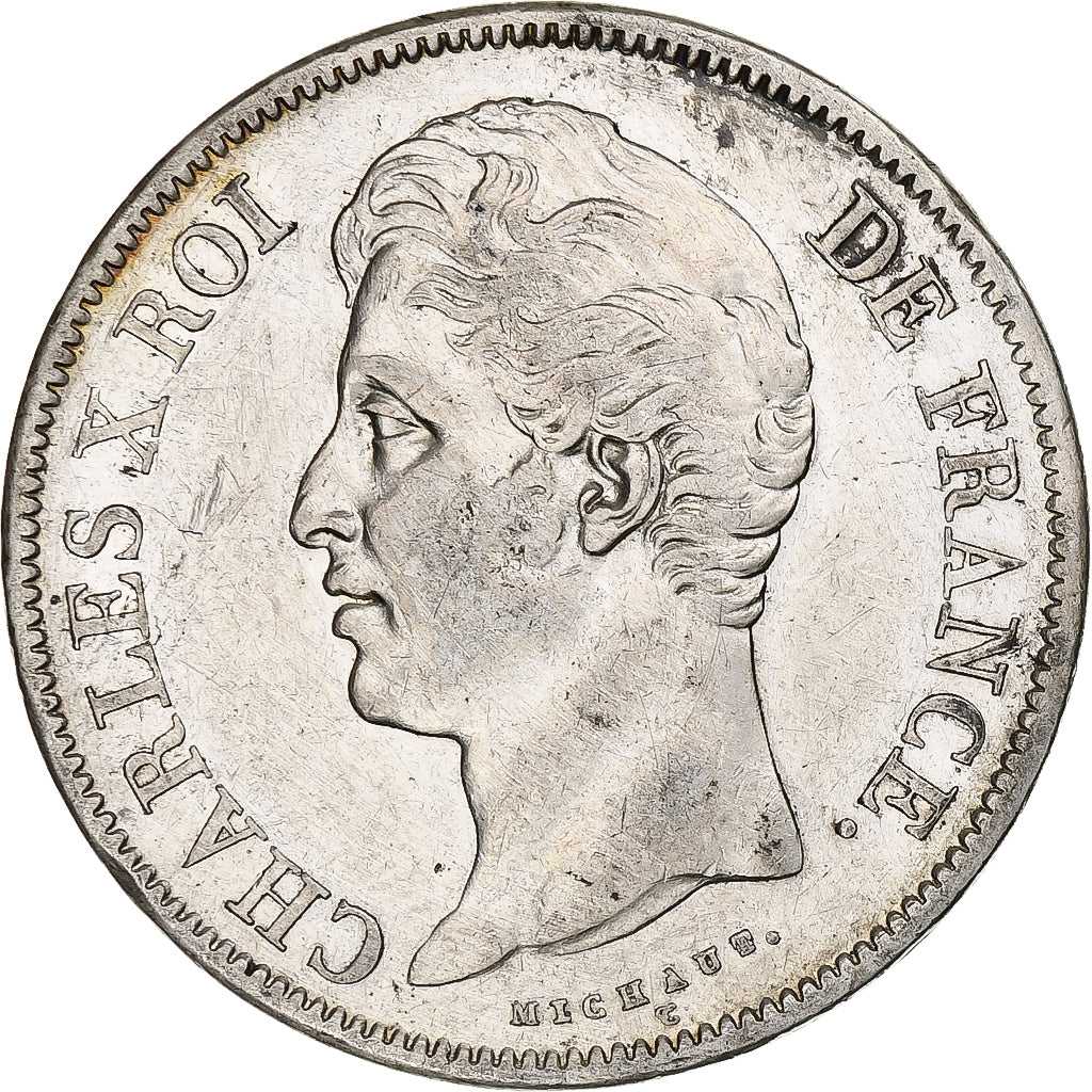 Francia, 5 Francs, Charles X, 1828, Paris, Plata, MBC, Gadoury:644, KM:728.1
