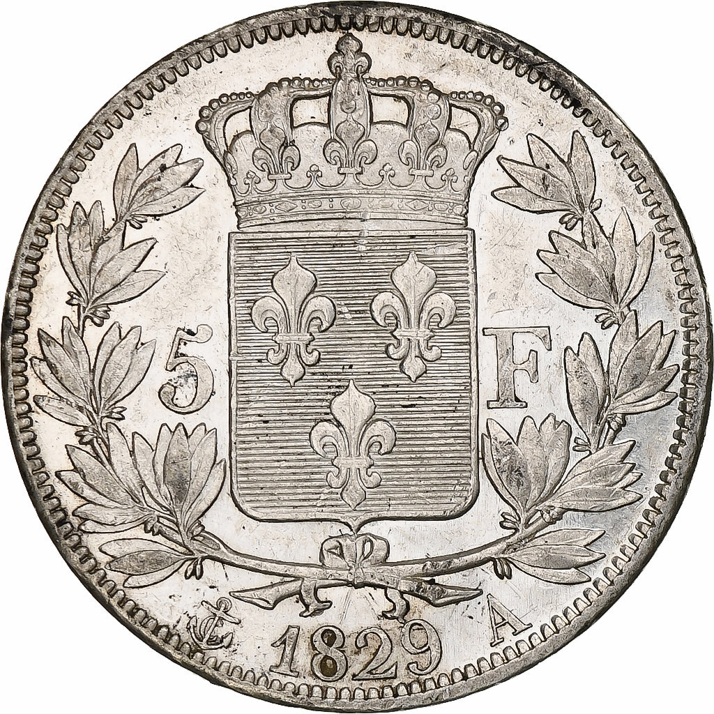 Francja, 5 Francs, Charles X, 1829, Paris, Srebro, AU(50-53), Gadoury:644