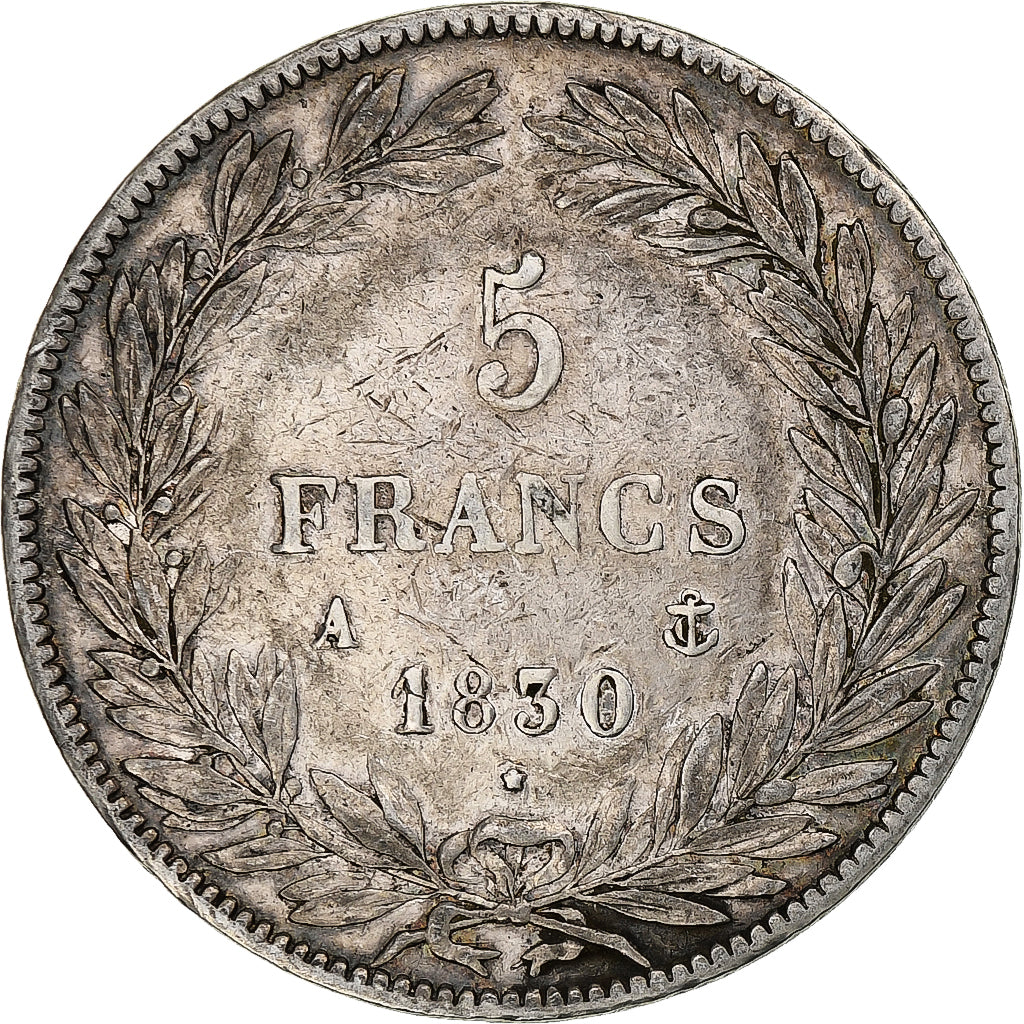 France, 5 Francs, Louis-Philippe, 1830, Paris, Sans le I, Argent, TB+, KM:735.1