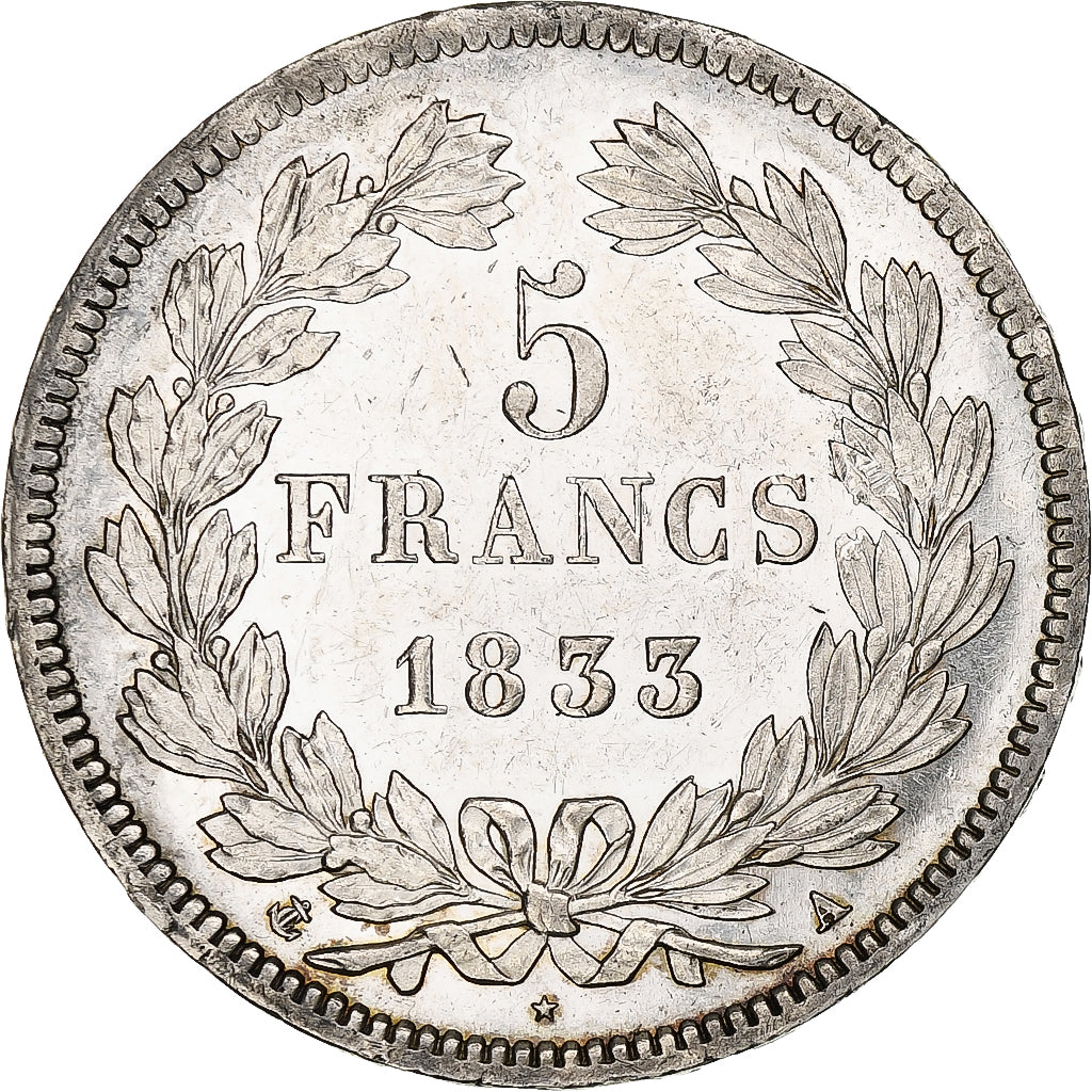 Frankrijk, 5 Francs, Louis-Philippe, 1833, Paris, Zilver, PR, Gadoury:678