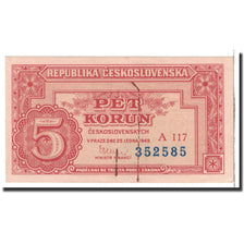 Billet, Tchécoslovaquie, 5 Korun, 1949, 1949-01-25, KM:68a, TTB+