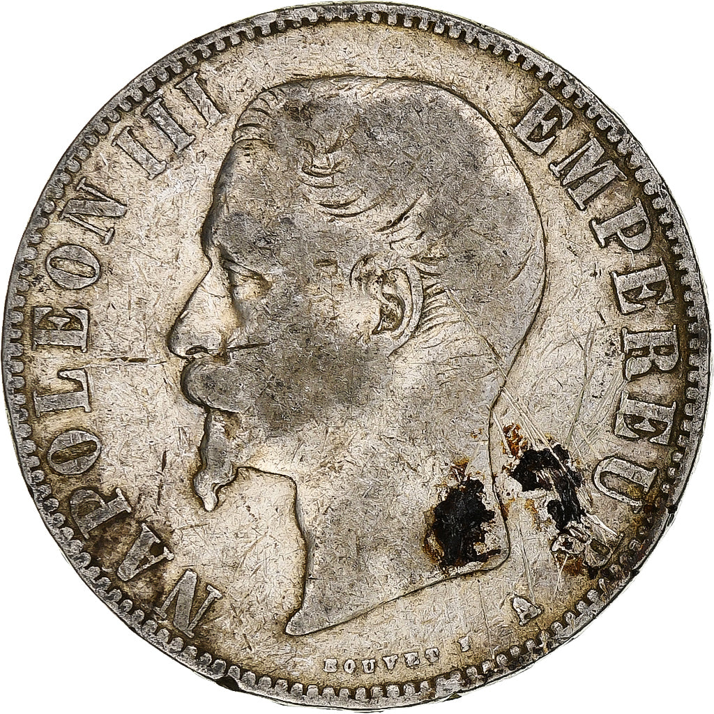 Francia, Napoleon III, 5 Francs, 1855, Paris, Argento, MB, Gadoury:734, KM:782.1