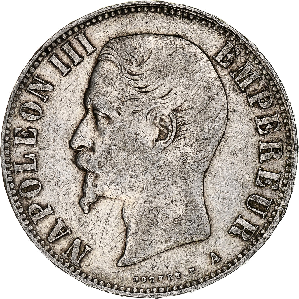 Francia, Napoleon III, 5 Francs, 1856, Paris, Argento, MB, Gadoury:734, KM:782.1