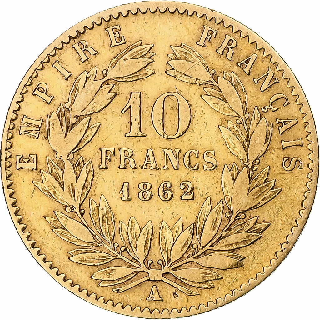 France, Napoléon III, 10 Francs, 1862, Paris, Or, TB+, Gadoury:1015, KM:800.1