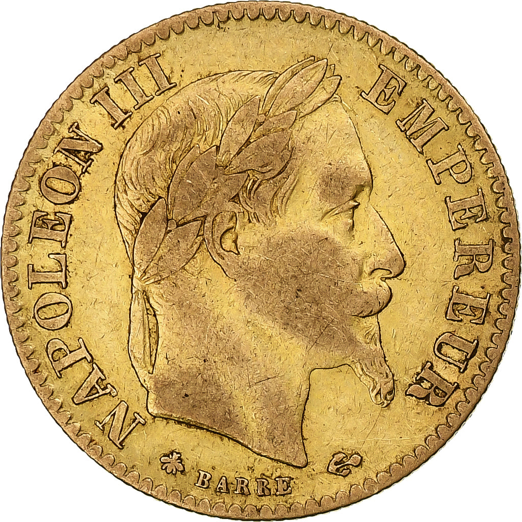 Francja, Napoleon III, 10 Francs, 1867, Paris, Złoto, VF(30-35), Gadoury:1015