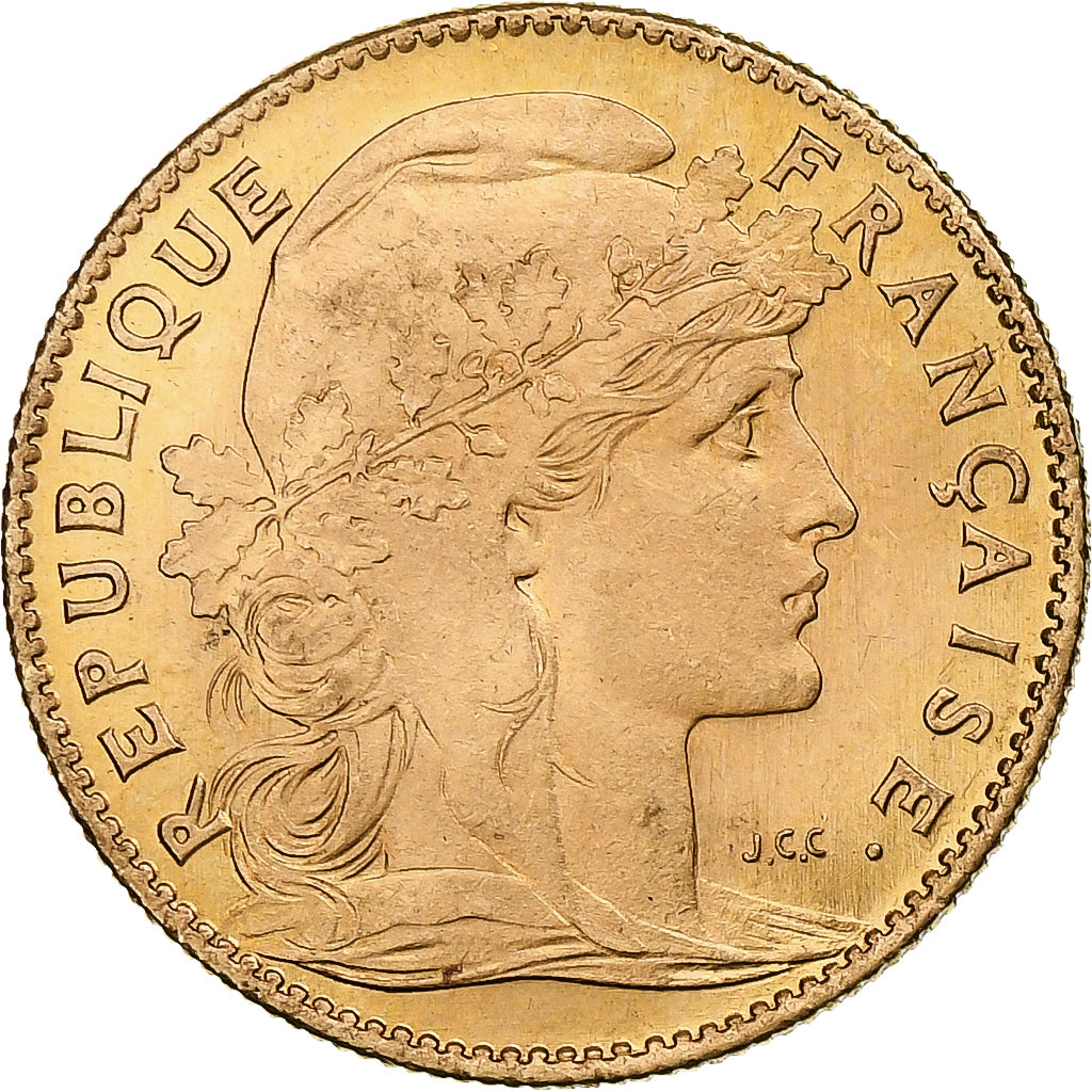 Frankrijk, 10 Francs, Marianne, 1910, Paris, Goud, PR+, Gadoury:1017, KM:846
