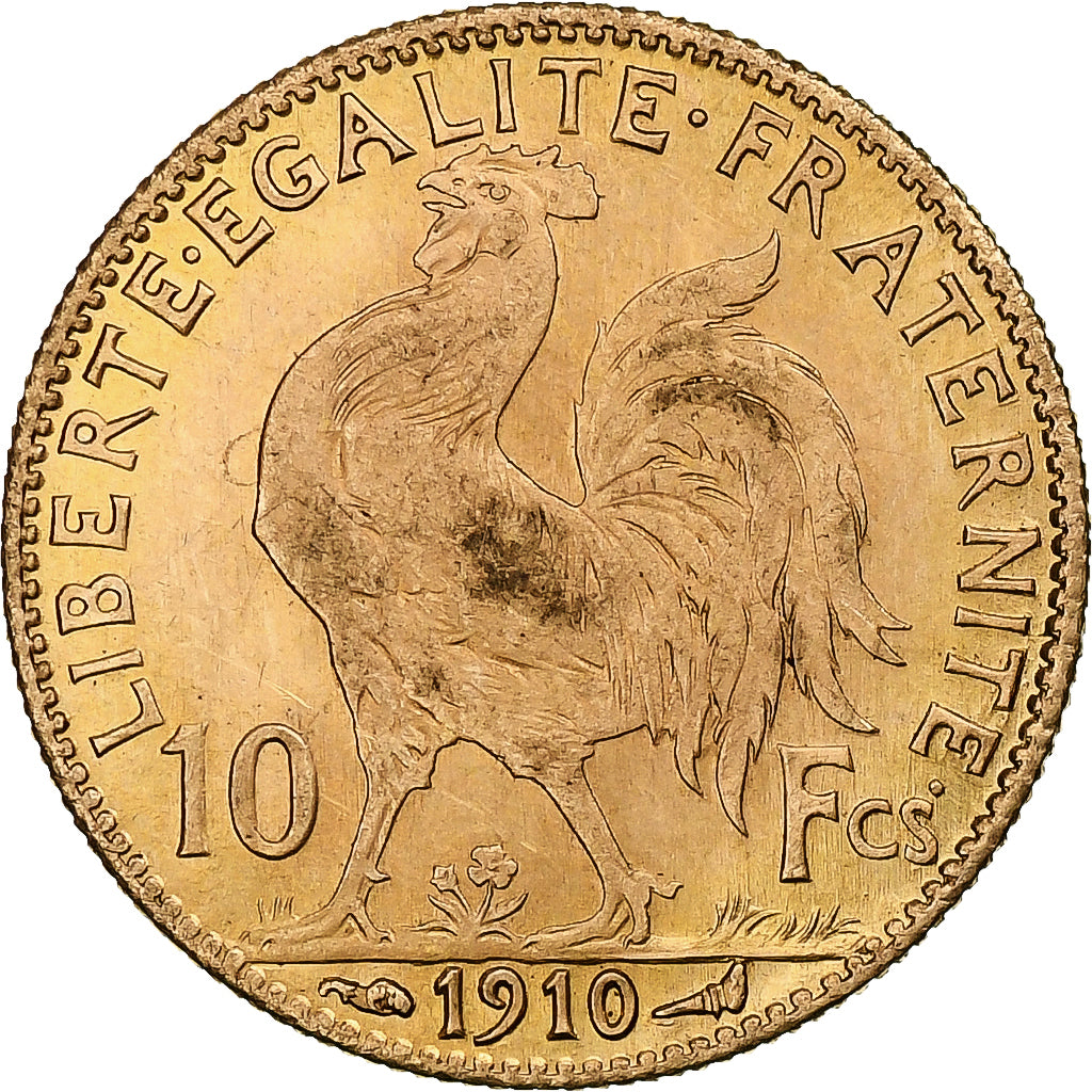 Frankrijk, 10 Francs, Marianne, 1910, Paris, Goud, PR+, Gadoury:1017, KM:846