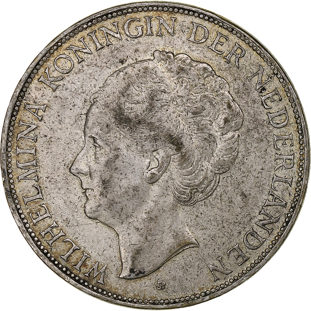 Netherlands, Wilhelmina I, 2-1/2 Gulden, 1929, Silver, EF(40-45), KM:165