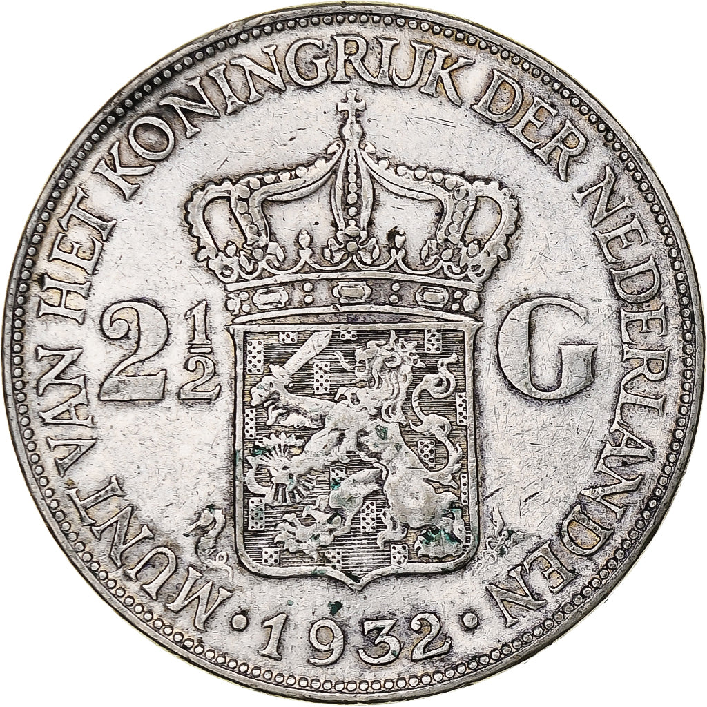 Netherlands, Wilhelmina I, 2-1/2 Gulden, 1932, Silver, VF(30-35), KM:165