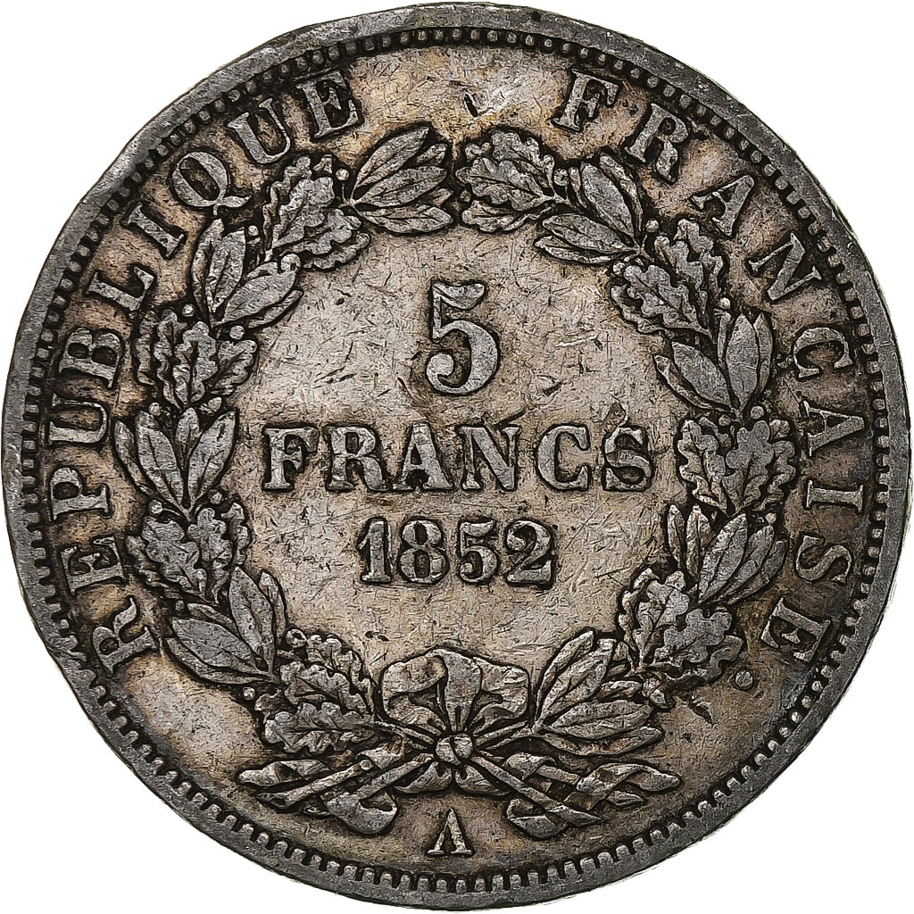 France, Louis-Napoléon Bonaparte, 5 Francs, 1852, Paris, Silver, F(12-15)