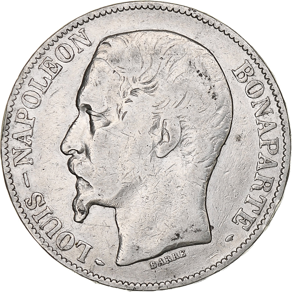 França, Louis-Napoléon Bonaparte, 5 Francs, 1852, Paris, Prata, F(12-15)
