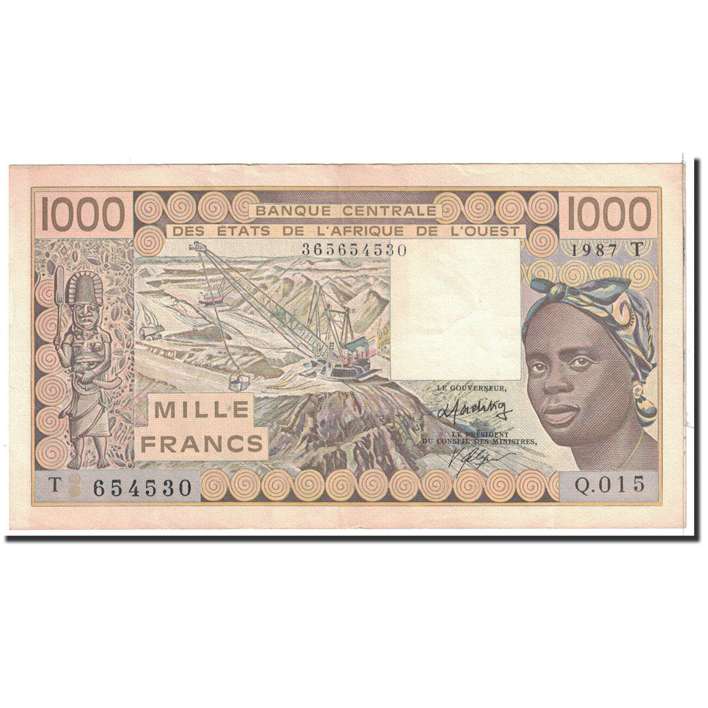Banknote, West African States, 1000 Francs, 1987, Undated, KM:807Th, UNC(60-62)