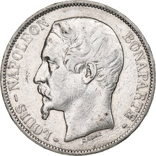 França, Louis-Napoléon Bonaparte, 5 Francs, 1852, Paris, Prata, VF(20-25)
