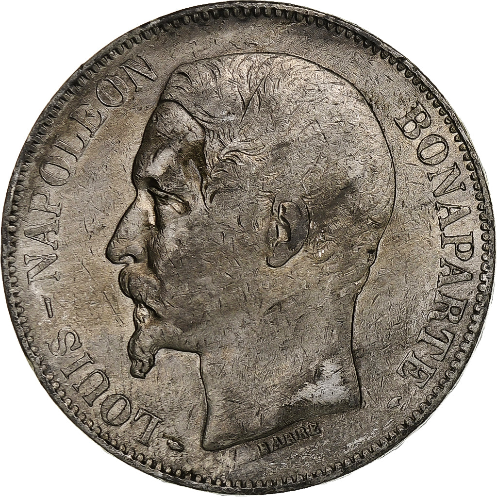 França, Louis-Napoléon Bonaparte, 5 Francs, 1852, Paris, Prata, VF(30-35)