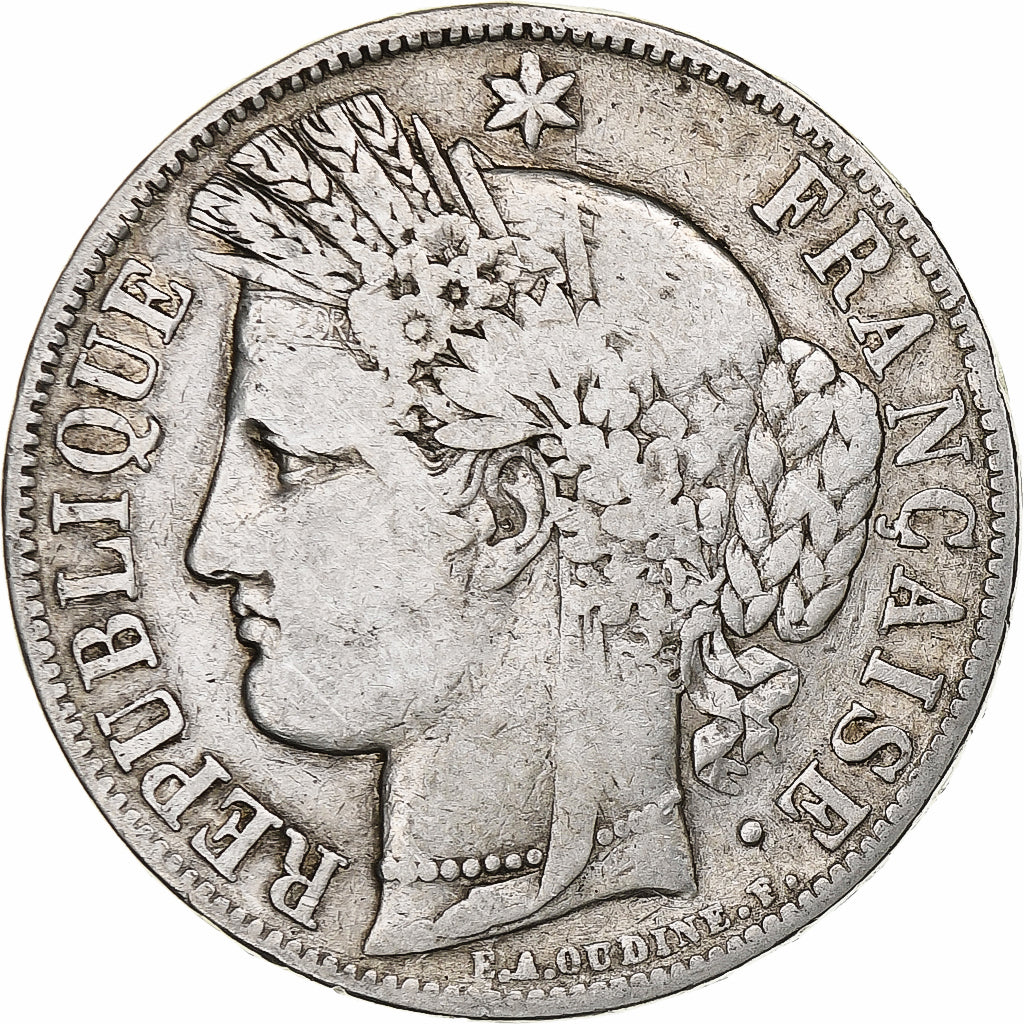 Francia, 5 Francs, Cérès, 1850, Paris, Plata, BC, Gadoury:719, KM:761.1