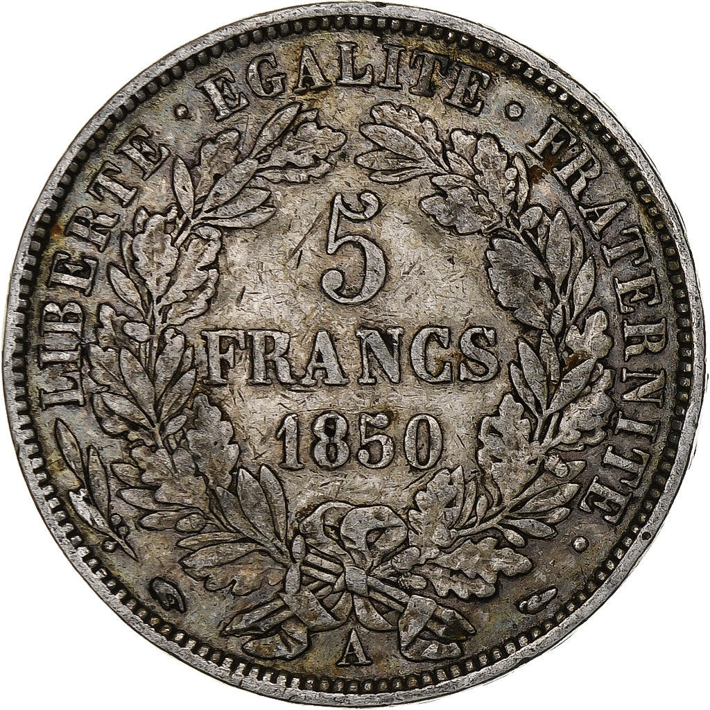 Francja, 5 Francs, Cérès, 1850, Paris, Srebro, VF(30-35), Gadoury:719