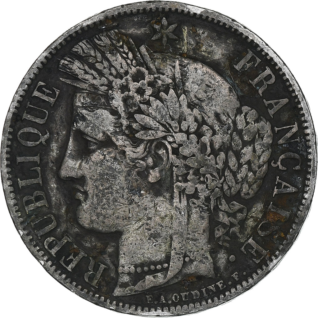França, 5 Francs, Cérès, 1851, Paris, Prata, F(12-15), Gadoury:719, KM:761.1