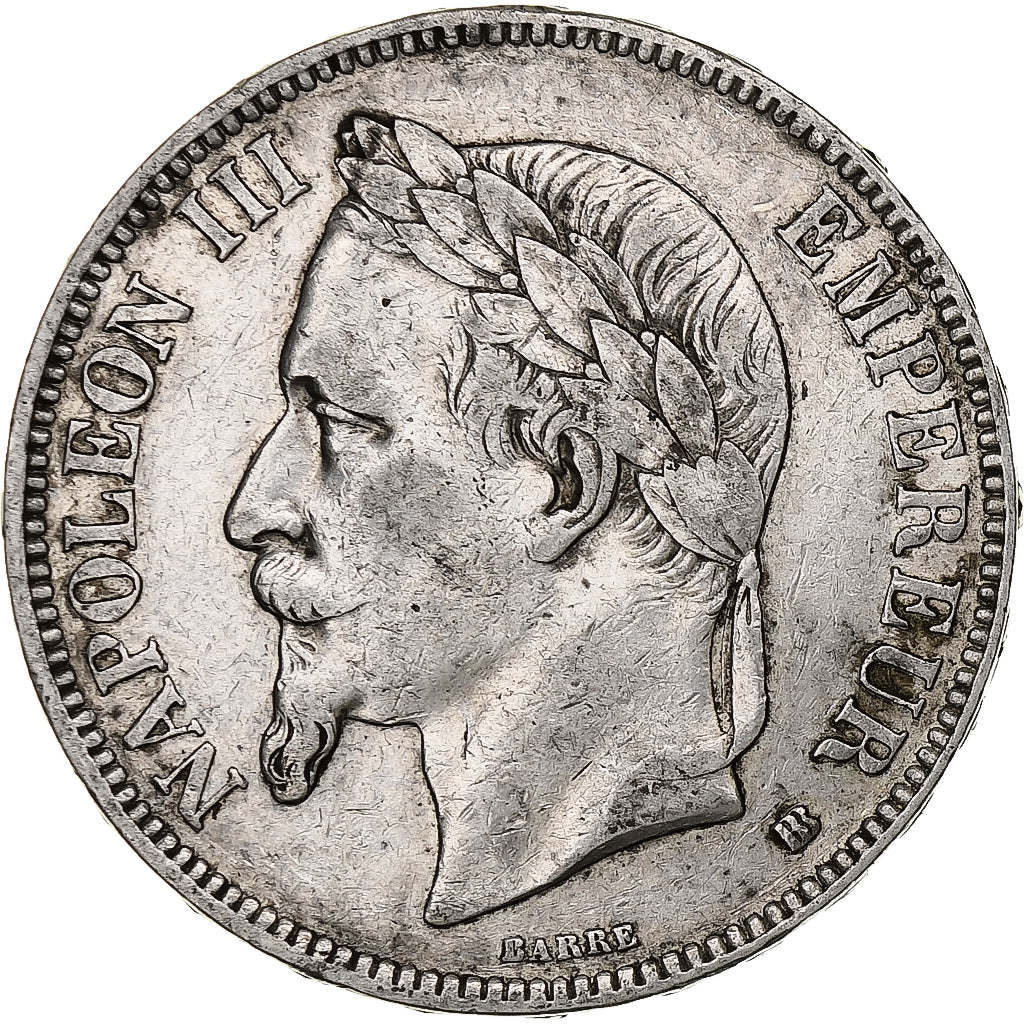 France, 5 Francs, Napoléon III, 1867, Strasbourg, Silver, EF(40-45), KM:799.2