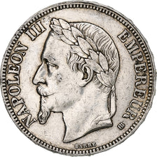 France, 5 Francs, Napoléon III, 1867, Strasbourg, Silver, EF(40-45), KM:799.2