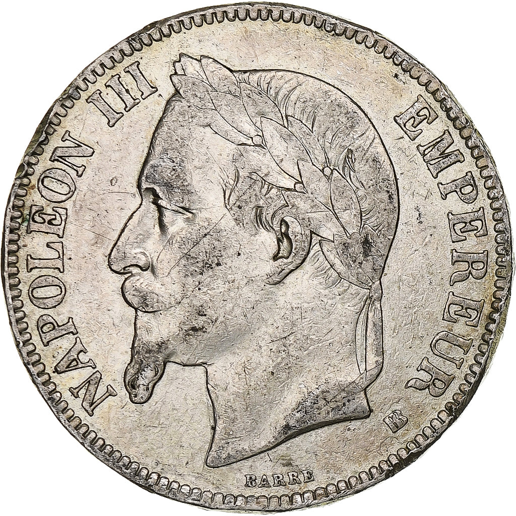 France, 5 Francs, Napoléon III, 1867, Strasbourg, Silver, VF(30-35), KM:799.2